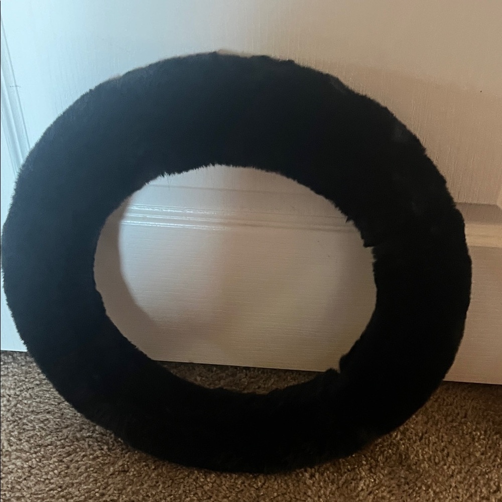 Black Fuzzy Steering Wheel Cover